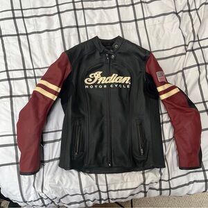 Indian Motorcycle Women's Black and Red Leather Jacket